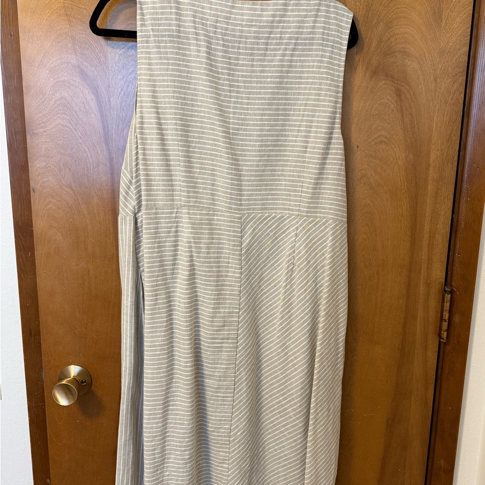 Soft Surroundings size XL Tan/White Faux Wrap Dress V-Neck Sleeveless - Picture 6 of 8